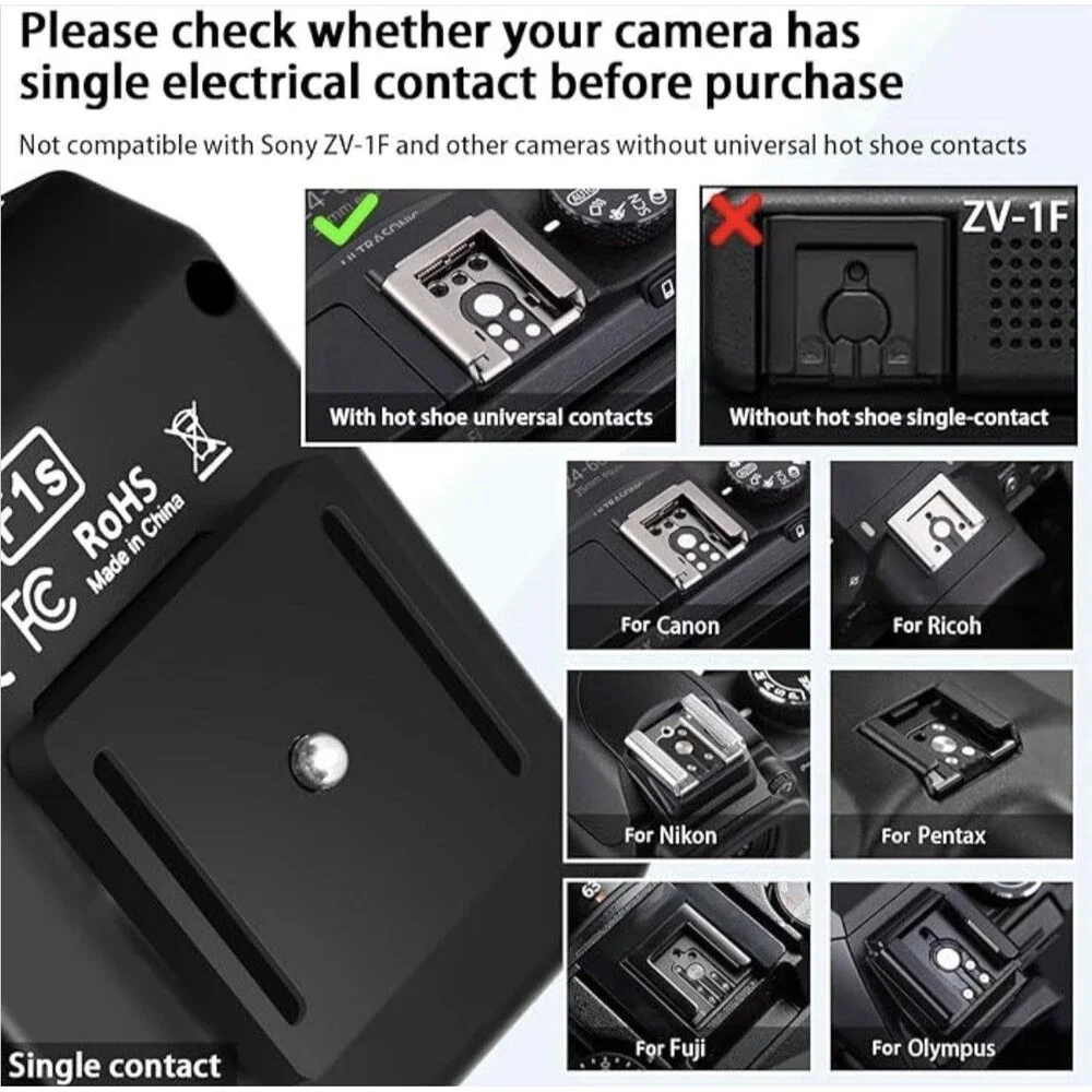 F1s Mini Camera Flash for Ricoh GR3/GR3X/Fuji/Sony ZV1/Nikon/Canon/Olympus
